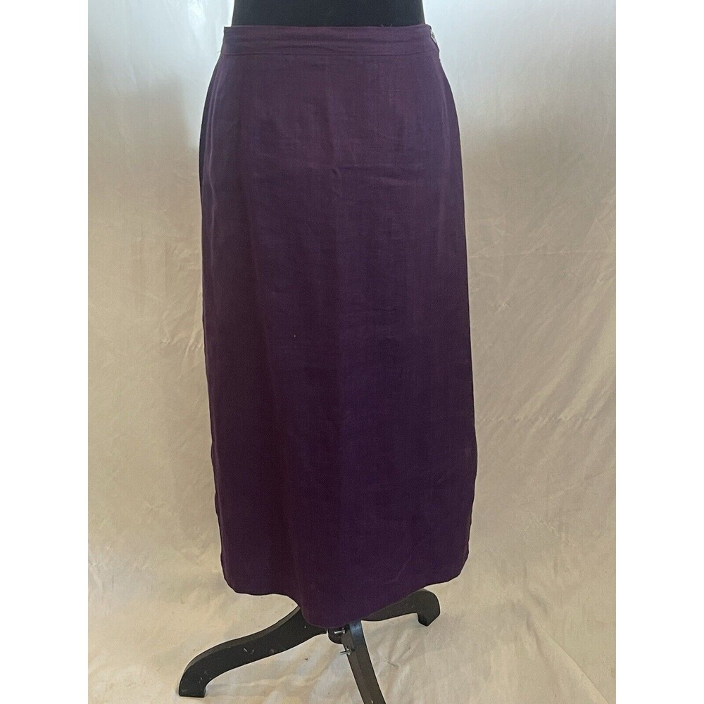 Vintage 90s Purple Linen Maxi Skirt modest prairie Pencil long woven Small